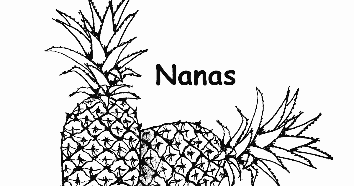 Mewarnai Huruf "N" Gambar Buah Nanas - Contoh Gambar Mewarnai