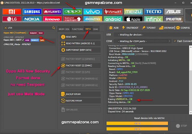Oppo A83 (CPH 1729) New Securrity Format done without TestPoint.