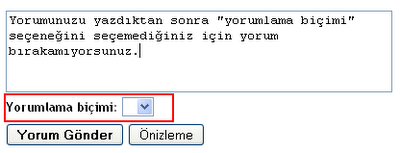 Blogger yorum formu