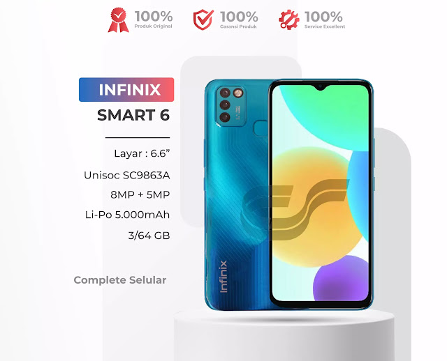 INFINIX Smart 6 3 - 64 - Daftar HP Terbaru Harga 1 jutaan