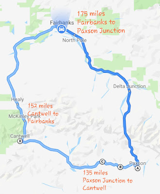 The map of two route going back to Fairbanks