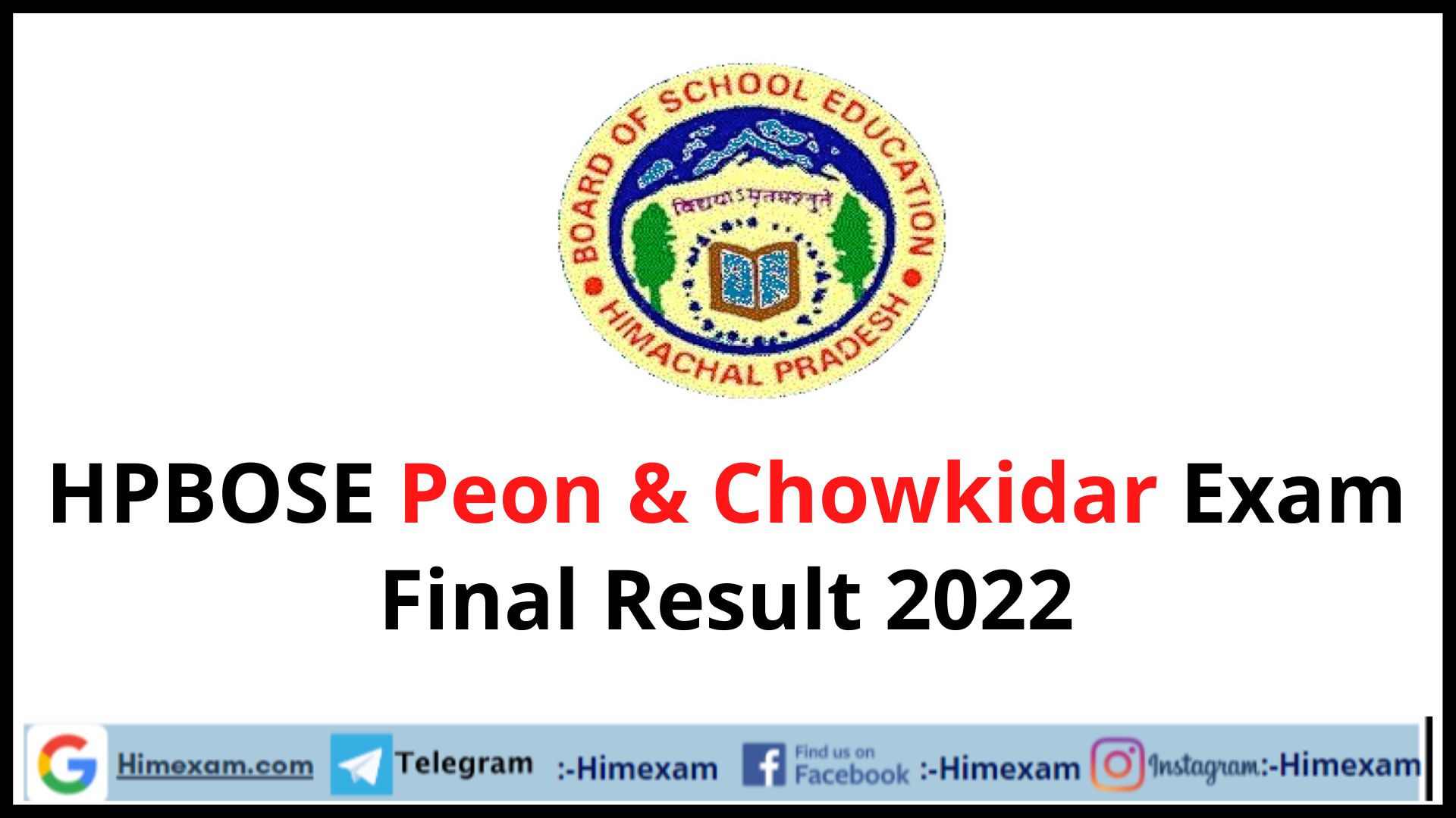 HPBOSE Peon & Chowkidar Exam Final Result 2022