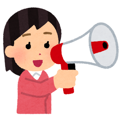 拡声器で話す女性のイラスト