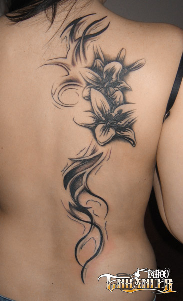 back piece flower tattoo