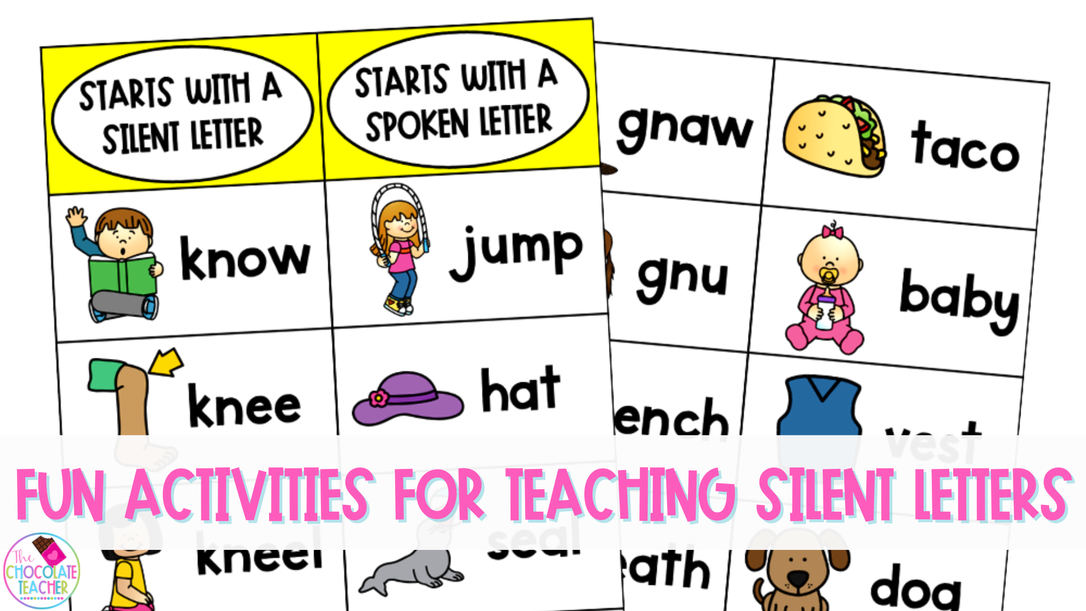 Teaching silent letters to your students can be fun, easy, and engaging with lots of different activities like these.