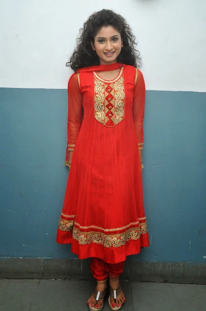 Vishnu Priya Stills in Red Salwar Kameez