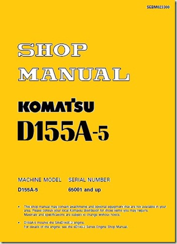 e-Book Shop Manual KOMATSU D155A-5 Bulldozer