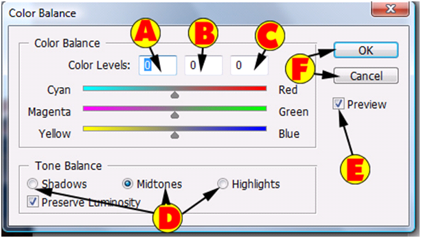 Color Balance Dialog Box