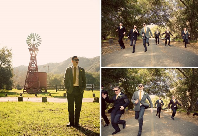 groom by red windmill