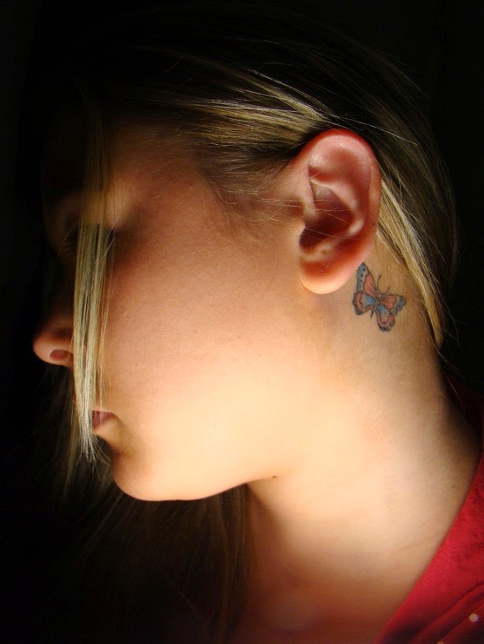 Awesome Small Butterfly Tattoos Behind The Ear