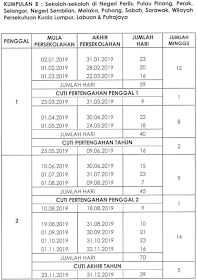 Cuti Penggal Persekolahan Tahun 2019 (Sekolah Kumpulan B)