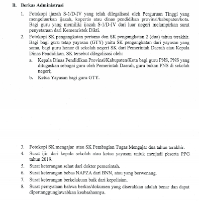 Berkas Administrasi PPG Dalam Jabatan Tahun 2019