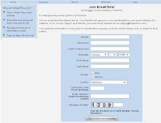 Menu Registrasi BreakThru