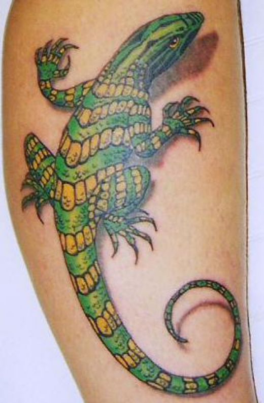 first arm tattoo and then for me the best of the lizard tattoos although