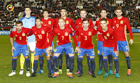 SELECCIÓN DE ESPAÑA SUB 21 - Temporada 2016-17 - Kepa, Vallejo, Mikel Merino, Saúl, Meré y Borja Mayoral; Jonny, Óliver Torres, Gerard Deulofeu, José Luis Gayá y Denis Suárez - ESPAÑA SUB 21 0 AUSTRIA SUB 21 0 - 15/11/2016 - Campeonato de Europa Sub 21, repesca, partido de vuelta - Albacete, España, estadio Carlos Belmonte - España se clasifica para la fase final por el valor doble de los goles en campo contrario, tras un emocionante partido en el que el combinado español tuvo muchas oportunidades para desequilibrar el marcador