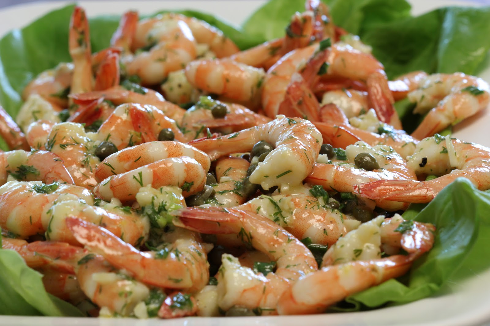 shrimp salad with dill and capers