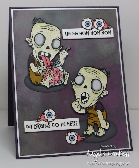 Whimsy Stamps Zombie Boy, Divinity Designs Custom Dies: Pierced Rectangles, Sentiment Strips; Card Designer Angie Crockett
