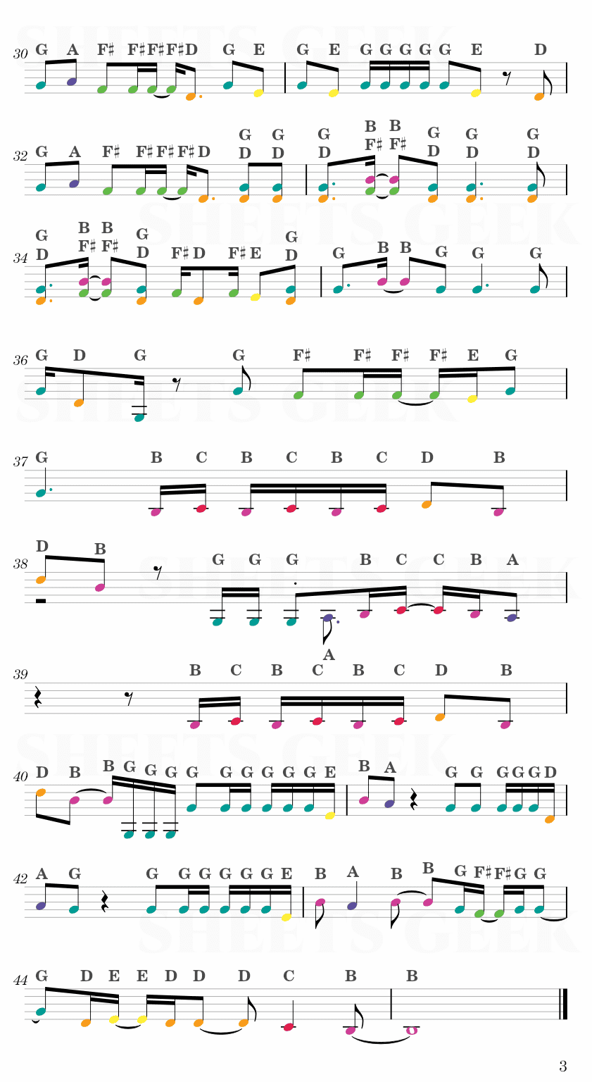 Lonely St. - Stray Kids Easy Sheet Music Free for piano, keyboard, flute, violin, sax, cello page 3