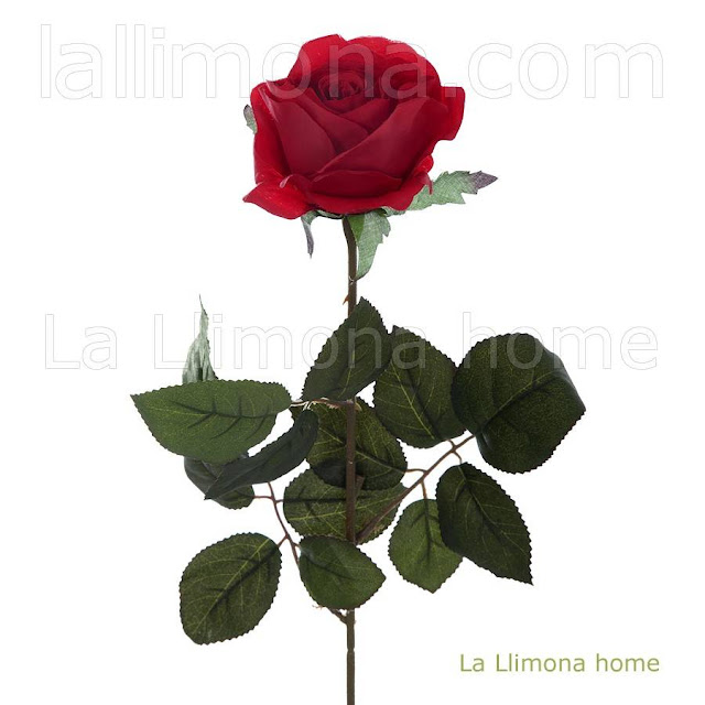 Flores artificiales. Flor rosa artificial abierta roja en La Llimona home