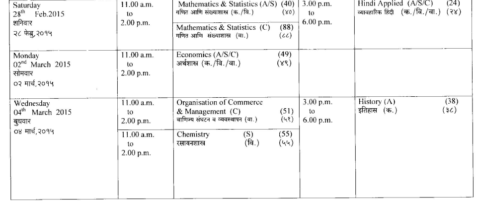 HSC Timetable Page 03