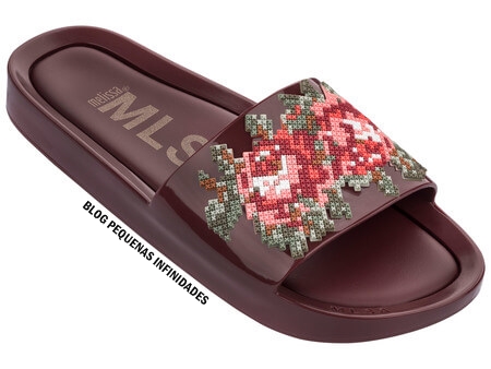 MELISSA BEACH SLIDE FLOWER BORDO