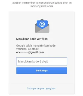 Masukkan kode verifikasi pemulihan email