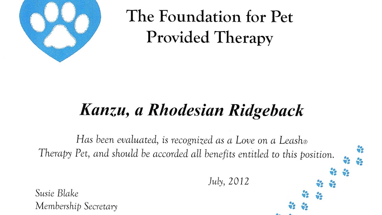 Certified Pet Therapy