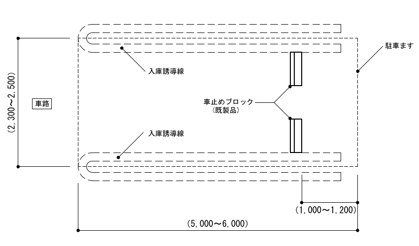 9-25-1　駐車場：車止め　駐車場 標準平面