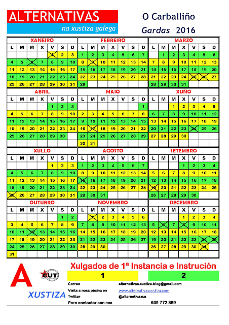 Carballiño. Calendario gardas 2016