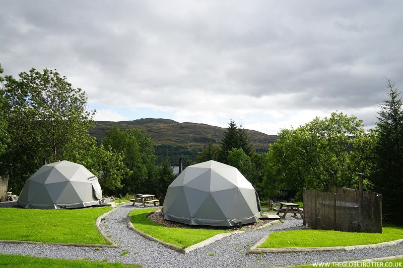 Geodesic domes at Loch Tay Highland Lodges