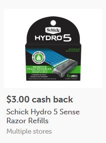 $3.00/1-Schick Hydro 5 refills ibotta CASH BACK Rebate *HERE*