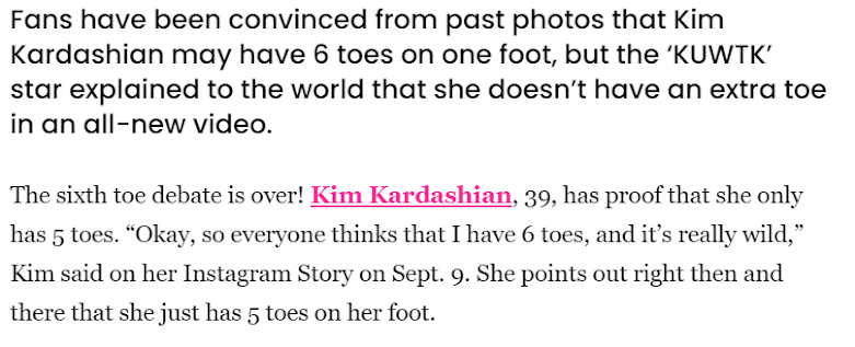 Does Kim Kardashian Have 6 Toes?