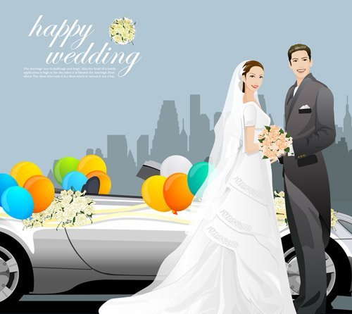 Happy wedding vector clipart for Illustrator 10 files in AI format 