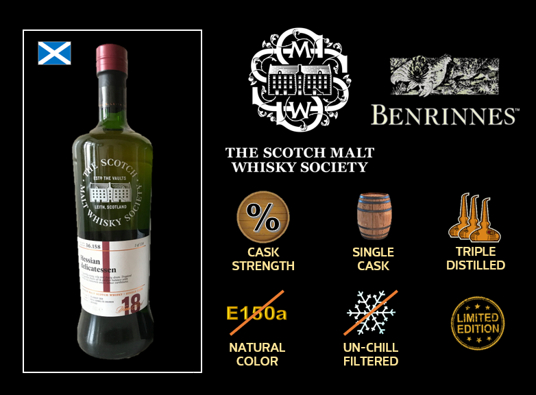 Review #868 : Scotch Malt Whisky Society – 36.158 – Benrinnes 2000 – Hessian Delicatessen