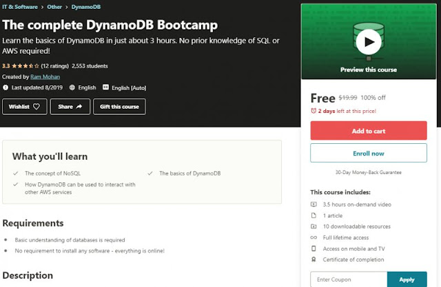 [100% Off] The complete DynamoDB Bootcamp| Worth 19,99$