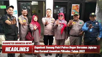 Kapolsek Gunung Putri Polres Bogor Bersama Jajaran Dan Koramil Amankan Pilkades Tahun 2023.