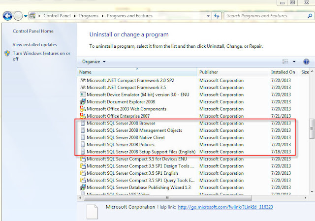 Cara Uninstall SQL SERVER 2008