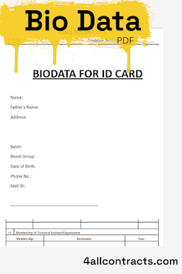Biodata For Id Card - simple word