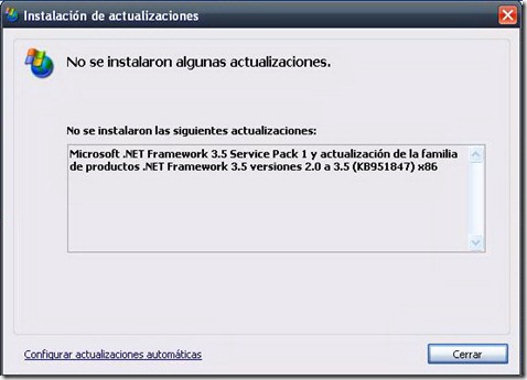 error al instalar