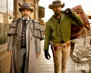 Christoph Waltz and Jamie Foxx as Dr King Schultz and Django in Django Unchained