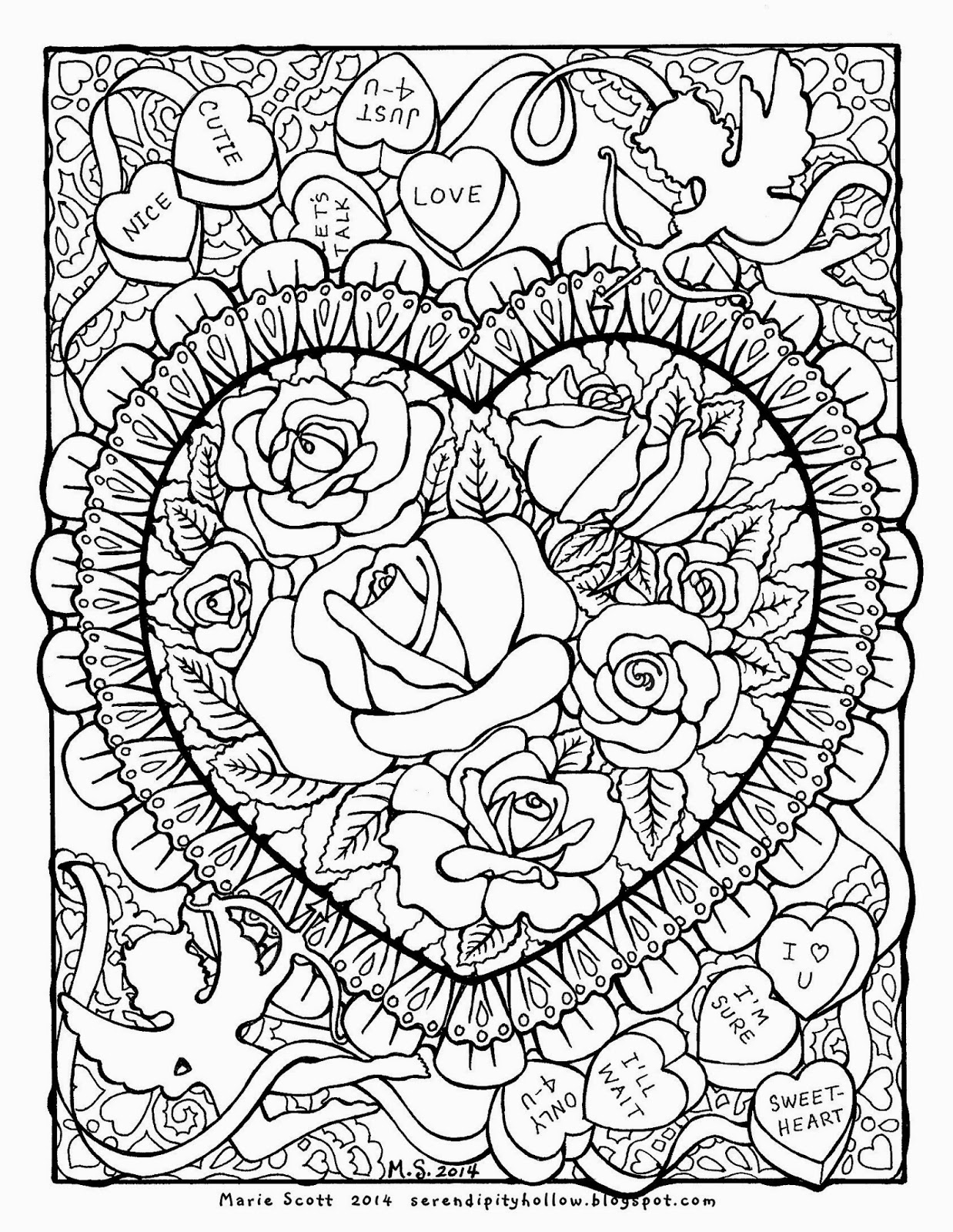 Serendipity Hollow Coloring  book Page  February