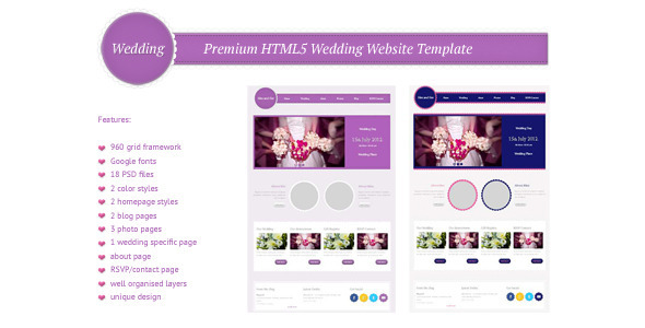 Wedding - Premium HTML5/CSS3 Website Template - ThemeForest Item for Sale
