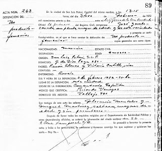 spanish, mexican, english, genealogy, mary cummins, los angeles, california, birth, death, marriage, certificate, document