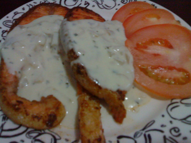 Salmon Steak with White Sauce