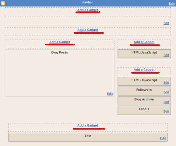 Enable All Add a Gadget Page Element in Blogger Layout