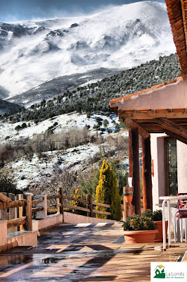 ventisca de nieve en Sierra Nevada vista desde La Lomilla en Jérez del Marquesado