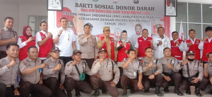 Peduli Kesmas, Bupati Rohul H Sukiman, Gelar Kegiatan Donor Darah Polres Rohul bersama PMI