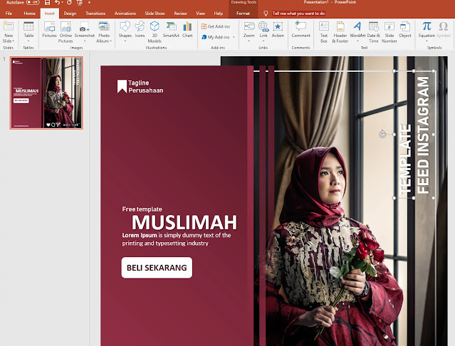 Download Template Feed Intsgram Merah Marron Powerpoint