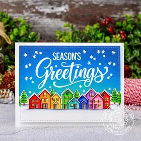 Sunny Studio Stamps: Scenic Route Season's Greetings Frilly Frame Dies Christmas Card by Angelica Conrad