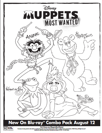 One Savvy Mom Nyc Area Mom Blog Free Muppets Most Wanted Printable Coloring Pages Featuring Kermit The Frog Miss Piggy Fozzie Bear And Animal